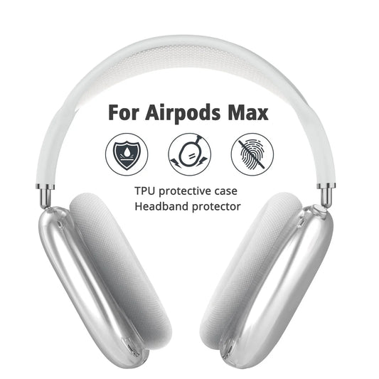Soft Transparent TPU Protective Case for AirPods Max, Anti-Scratch Shockproof Cover