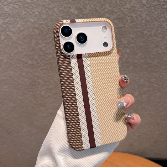Kevlar Carbon Fiber Stripe Hard PC Case for iPhone 17 16 15 Plus Pro Max Air