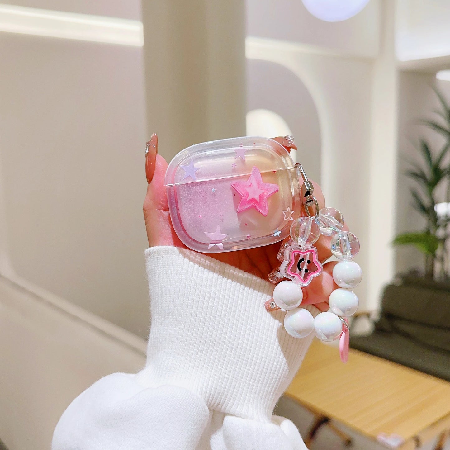 Pink Cherry Blossom Case for AirPods Pro 2/1/3 with Pearl & Butterfly Charm