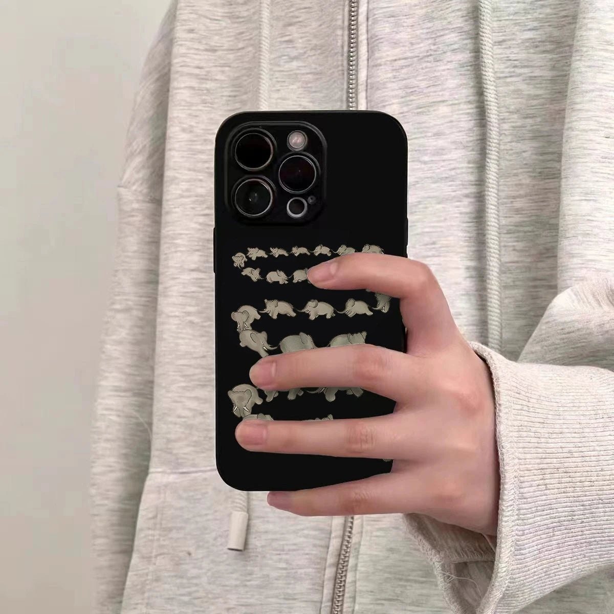 Niche Korean Elephant Y2K Case for iPhone 13–16 Pro Models