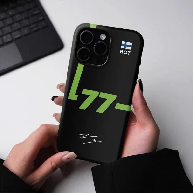 F1 No.77 2-in-1 Tough Glossy Phone Case for iPhone 7/12 mini/14/15/16 Pro Max