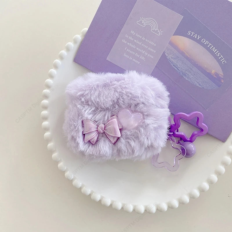 Pink Plush Case for AirPods Pro 2 & 3 Soft USB-C Earphone Cover Coque Protection