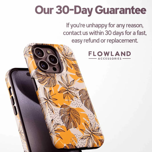 Luxury Yellow Leaf Pattern Case for iPhone 17–7 | Double-Layer Protective Cover