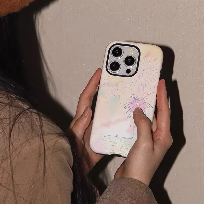 Pink Graffiti Fireworks Case for iPhone 16–11 | 2-in-1 Acrylic TPU Cover