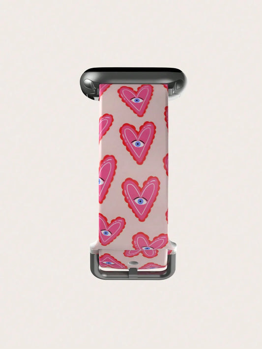 Pink Heart Eyes Band for Apple Watch Ultra 3 & Series 11–3 | Cute Fun Strap