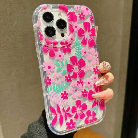 Pink Floral Flower Phone Case for iPhone 13 12 11 14 15 16 Pro Max Plus