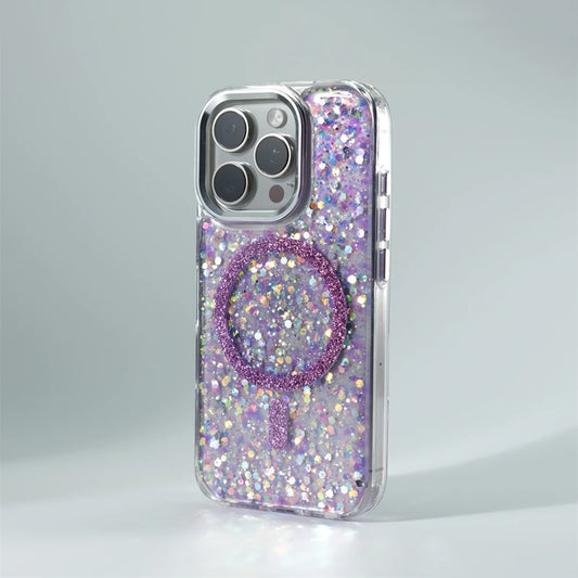 Glitter Foil MagSafe Case for iPhone 15/16 Pro Max – Shockproof Cover