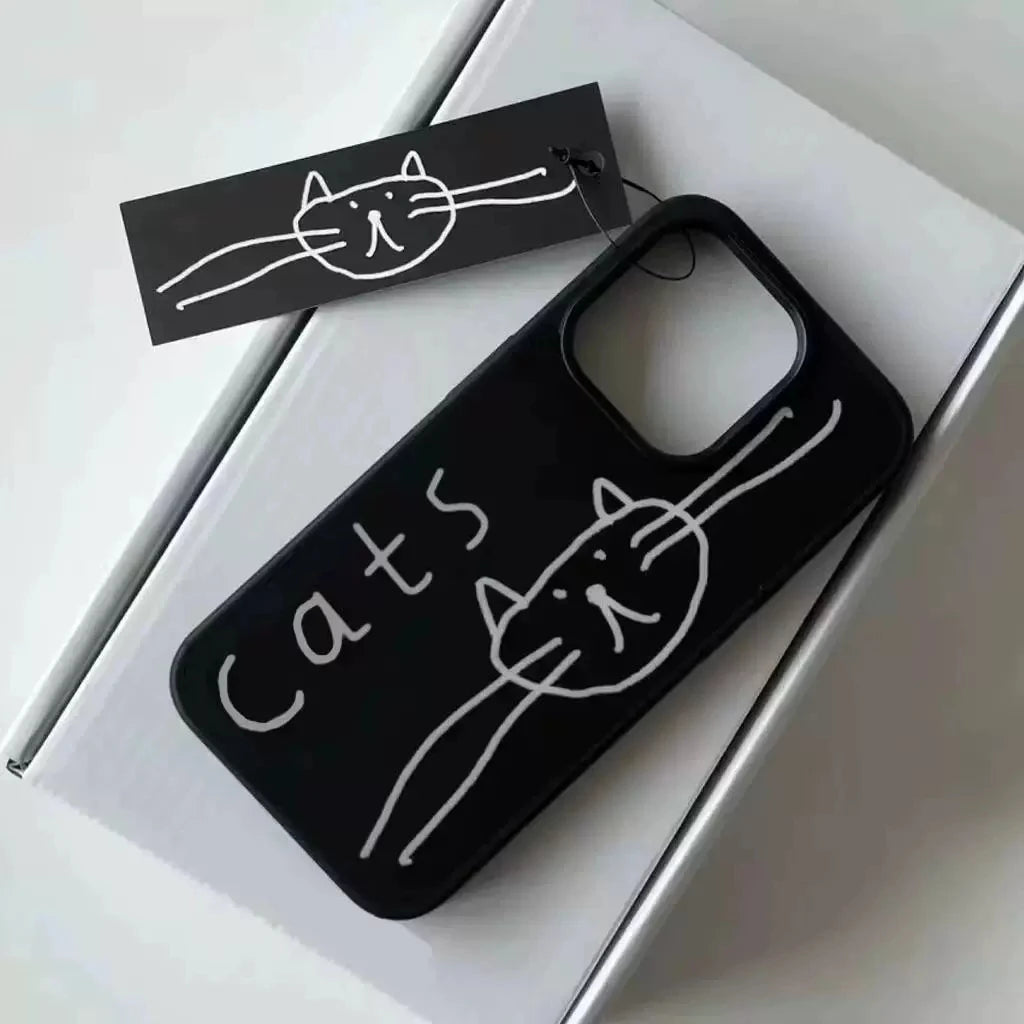 Korean Cute Big Cat Head Phone Case for iPhone 16–7 Pro Max Y2K Style