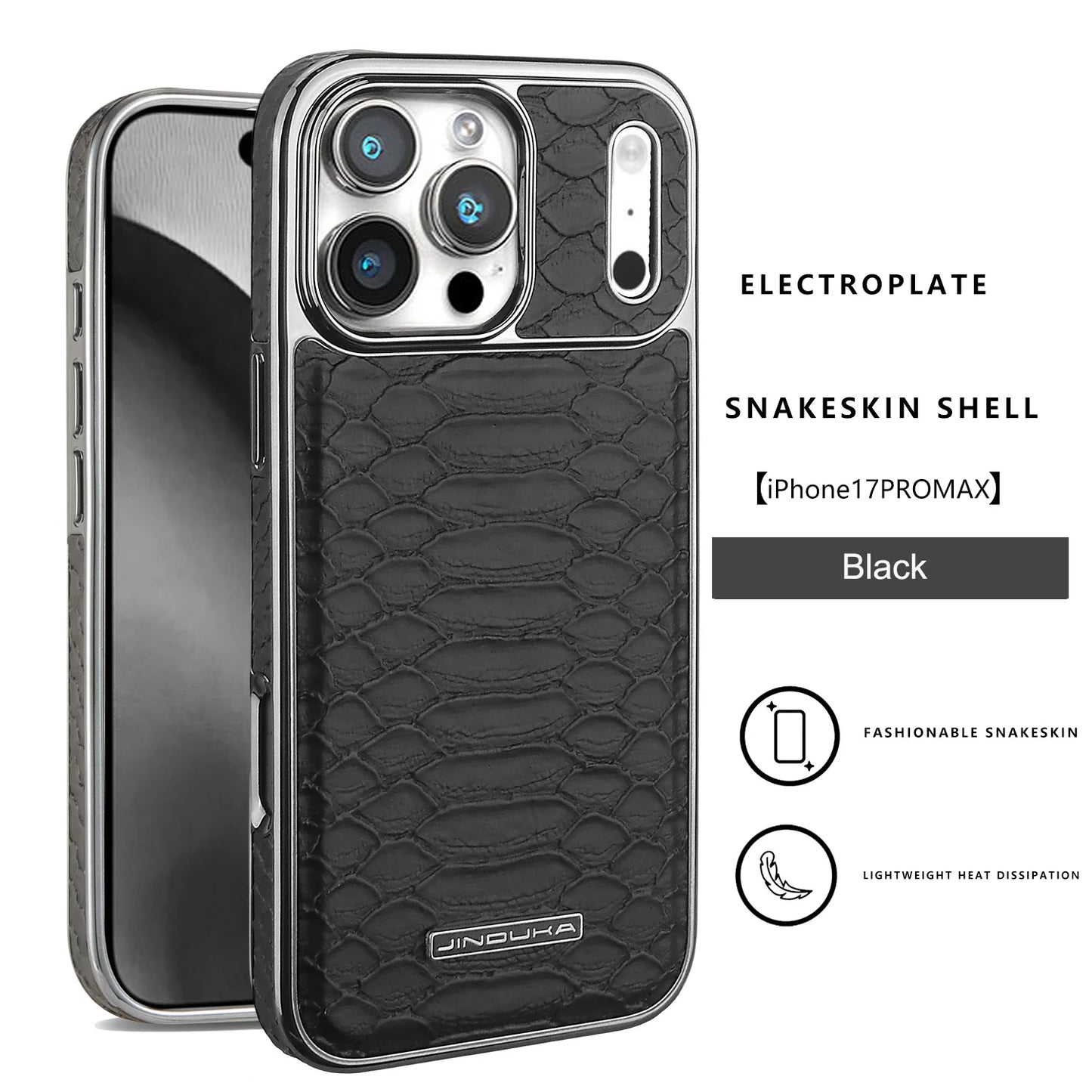 Luxury Snake-Pattern Leather Case for iPhone 17–12 | Flannel-Lined Interior