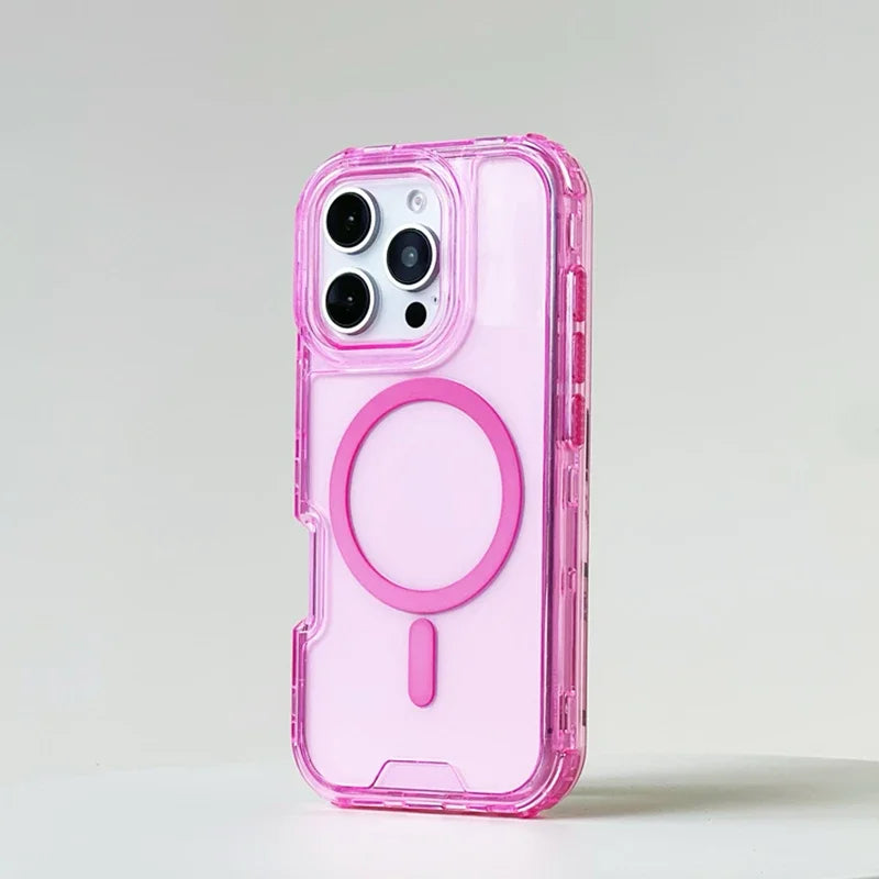 Neon Shockproof MagSafe Case for iPhone 11–16 Pro Max with Clear Back