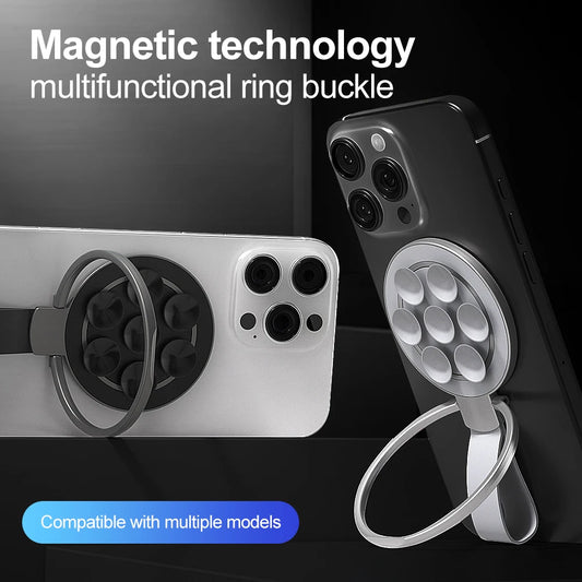 Magnetic Ring Buckle Phone Stand with Silicone Suction Cup for MagSafe Devices