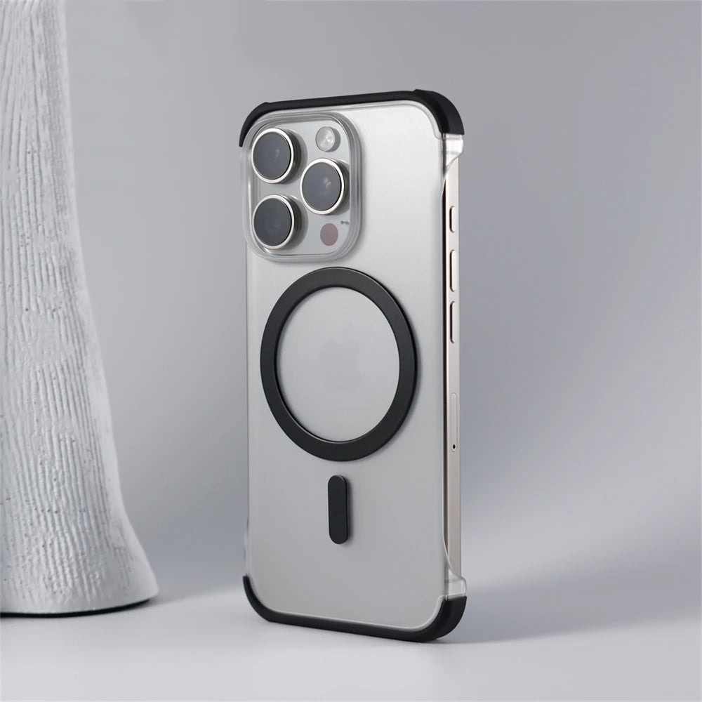 Ultra-Thin Frameless MagSafe Matte Case for iPhone 12–16 Pro Max