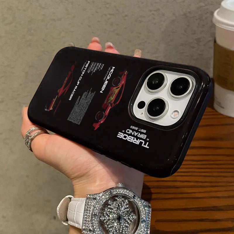 Red Car 2-in-1 Tough Glossy Phone Case for iPhone 7/12 mini/14/15/16 Pro Max