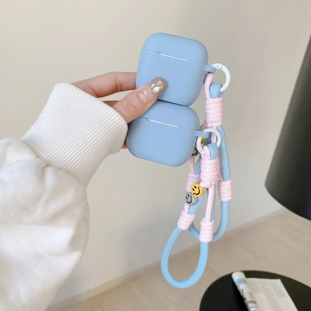 Blue Silicone Case with Lanyard for AirPods 1 2 3 4 Pro/Pro 2