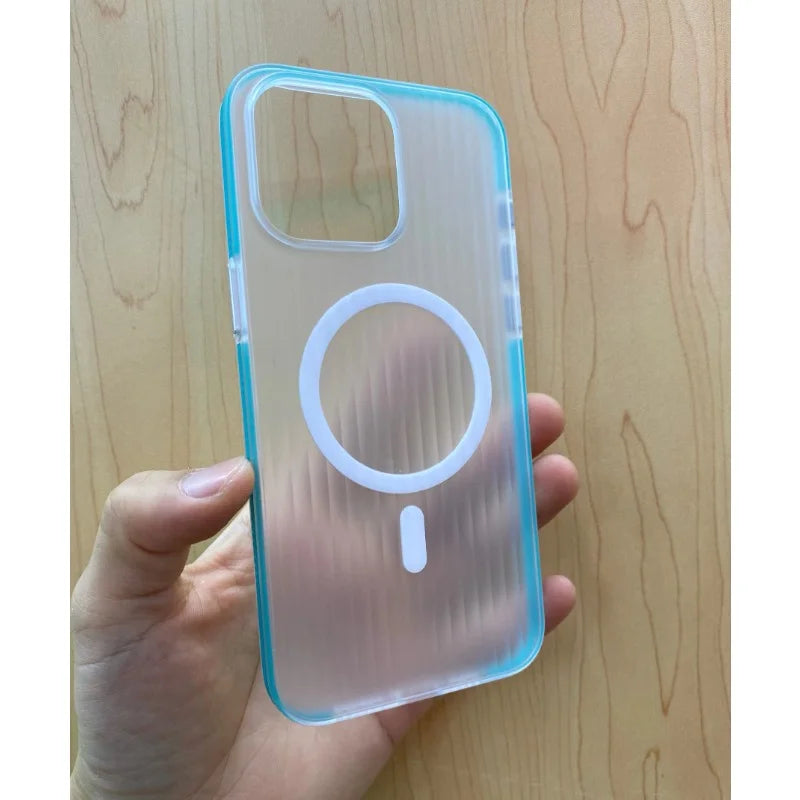 Corrugated Matte Magnetic Case for iPhone 16 15 14 13 12 Pro Max Non-Slip PC