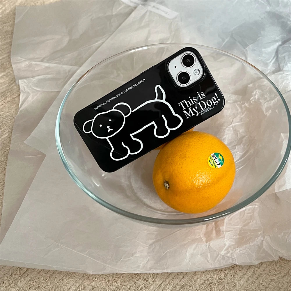 Creative Ins Korean Happy Puppy iPhone Case 11–16 Pro Max