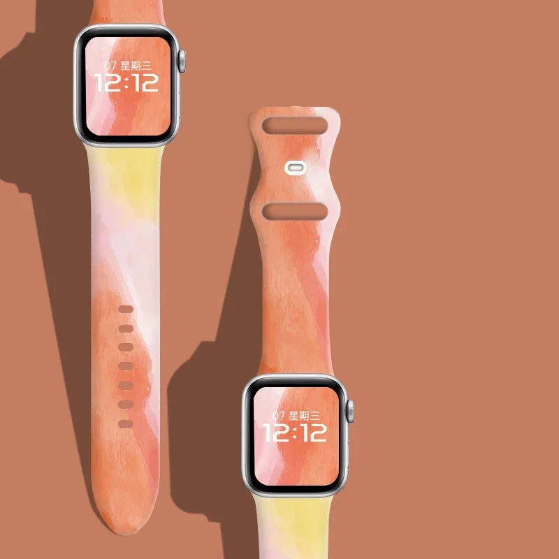 Black Unity Printed Silicone Band for Apple Watch (38–49 mm, Ultra 2, SE–9)