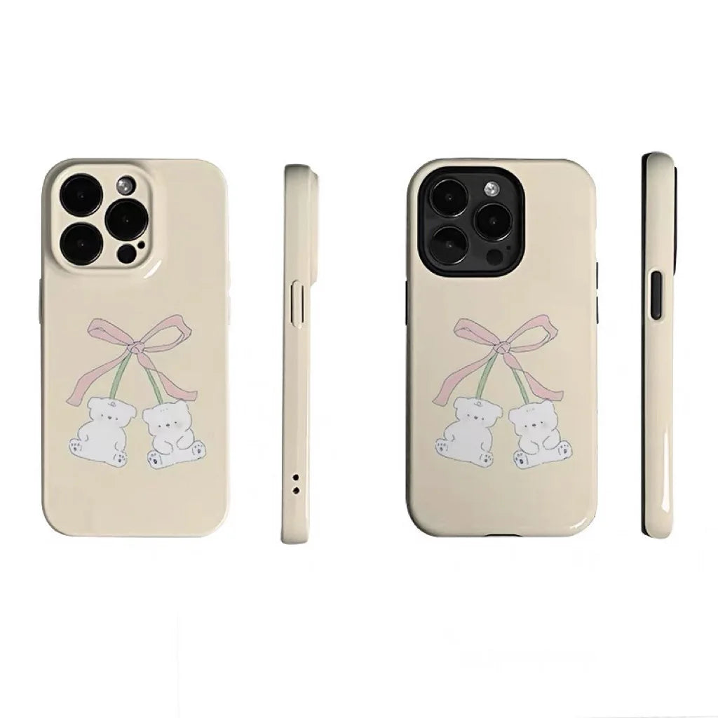 INS Bow Bear Yellow Case for iPhone 16 Pro Max 15 14 13 12 11 16 Plus XR