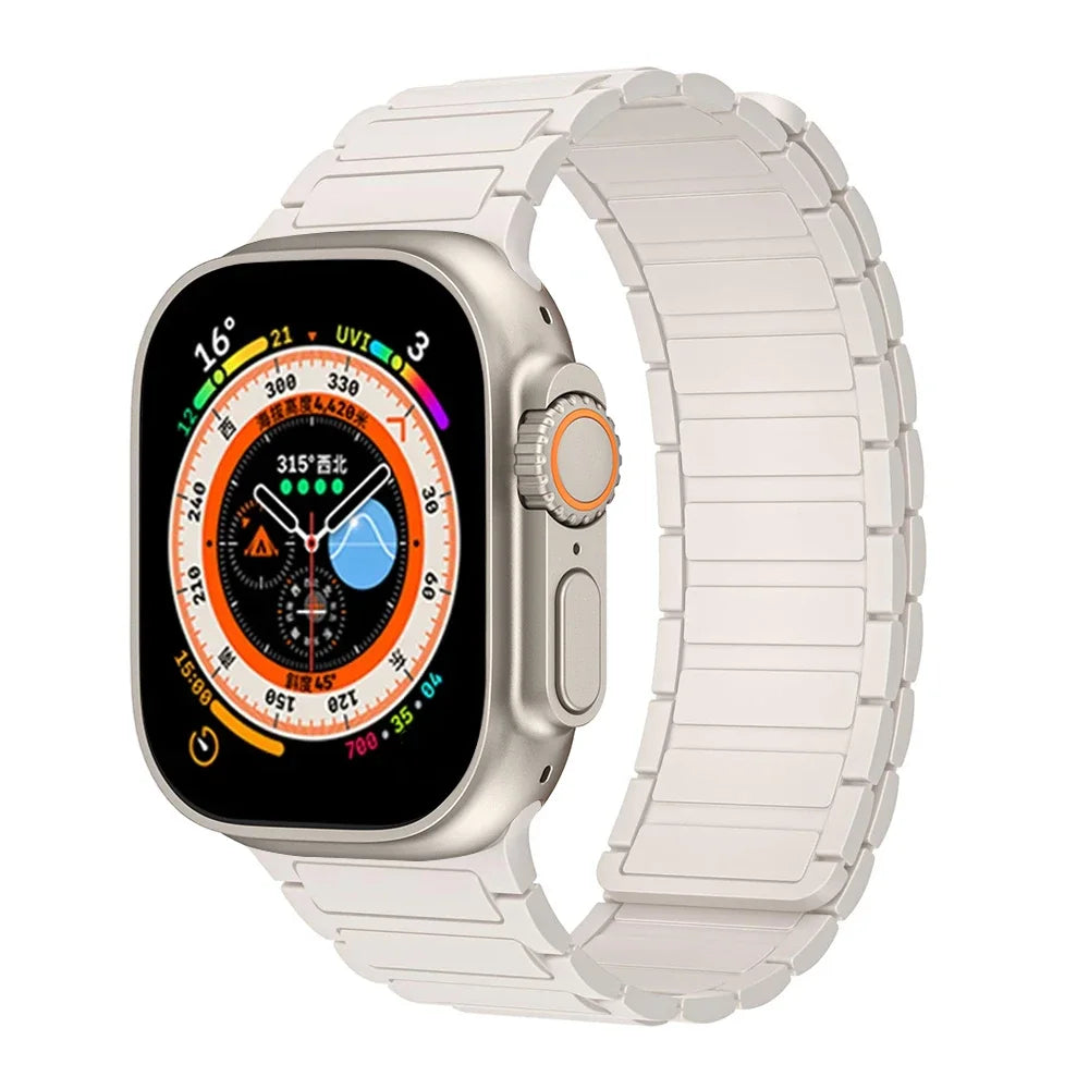Magnetic Silicone Strap for Apple Watch Ultra 2 & Series 9–4 | 49–38mm Band