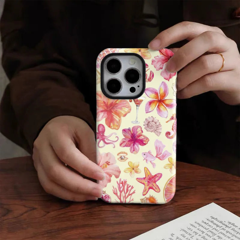 Summer Beach Case for iPhone 16 Pro Max–7 Plus | Glossy 2-in-1 Cover