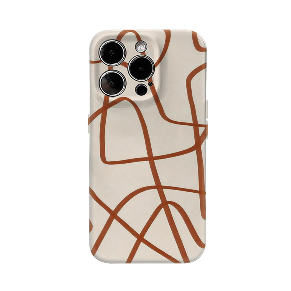 Rust Abstract Curves Case for iPhone 17 16 15 14 13 12 Pro Max Plus