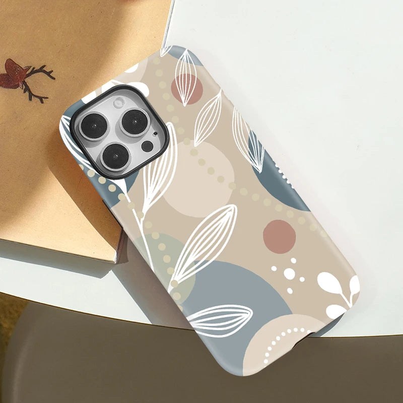 Leaves & Flower MagSafe Case for iPhone 16–11 | Magnetic Double-Layer Cover