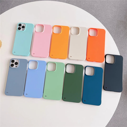 Ultra-Thin Frameless Matte Case for iPhone 14–SE | Luxury Candy Color Cover