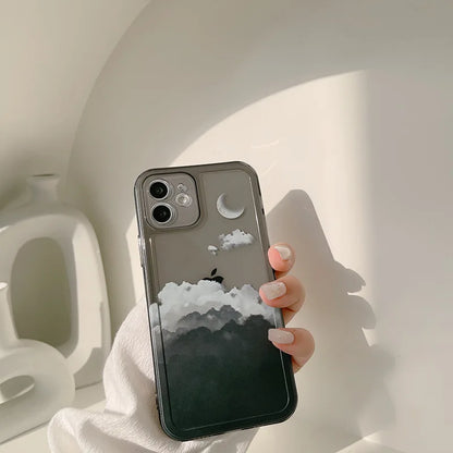 Moon Night Cloud Scenery Case for iPhone 16 15 14 13 12 11 XS XR X 8 7 Plus