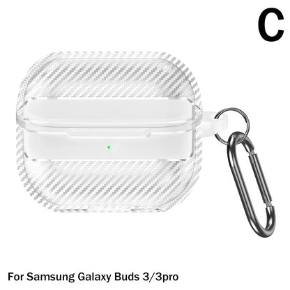 Carbon Fiber TPU Case with Buckle for Samsung Galaxy Buds 3 Pro