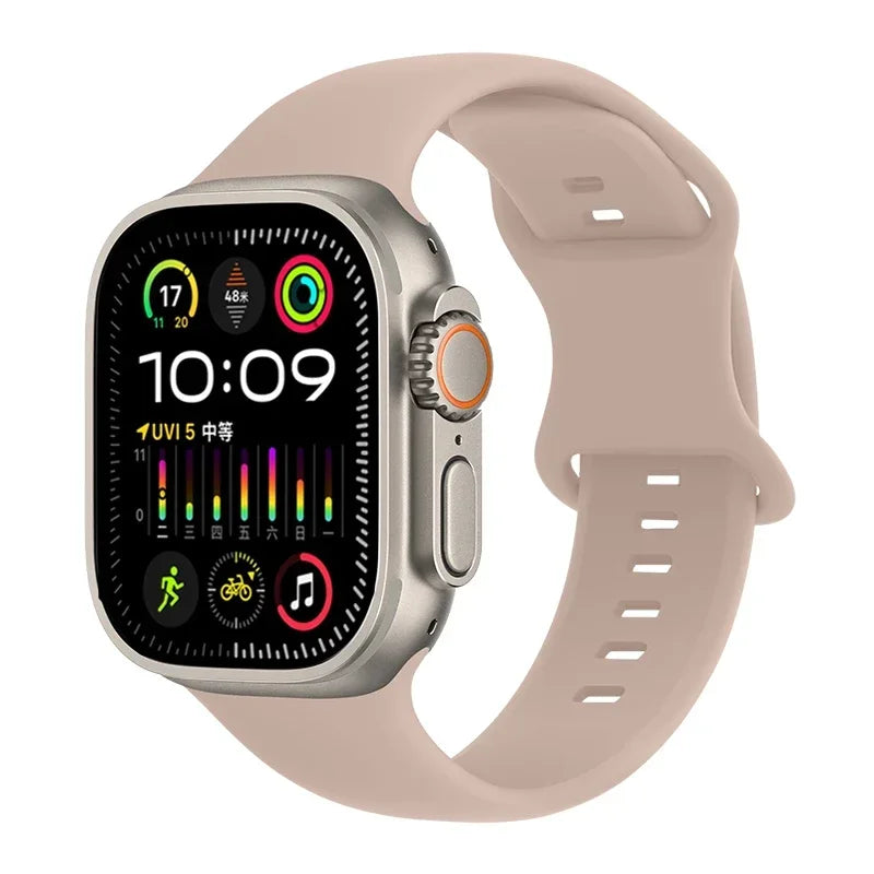 Soft Silicone Waterproof Strap for Apple Watch Ultra 2 & Series 9–SE | 49–41mm