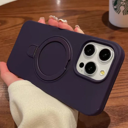 Luxury Magnetic Liquid Silicone Stand Case for iPhone 14 Plus/13/12 Pro Max