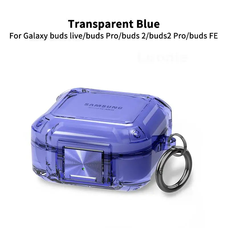 Secure Lock Transparent Case for Samsung Galaxy Buds Pro, Live, Buds 2, FE