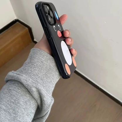 Cute Ins Black Sweating Penguin TPU Case for iPhone 11–16 Pro Max