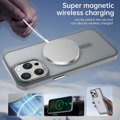 Matte Transparent MagSafe Case with Metal Lens Ring for iPhone 14 Pro Max/Plus
