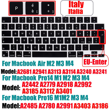 Keyboard Cover for MacBook Air/Pro M1 M2 M3 13.6" 14" 16" with Touch ID