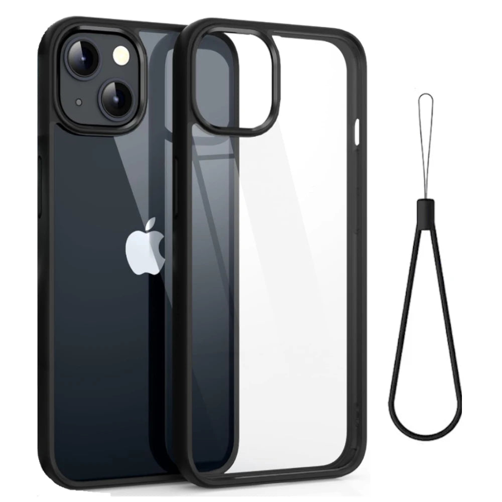 Shockproof Lanyard Phone Case for iPhone 6–15 Pro Max – Clear Back Cover