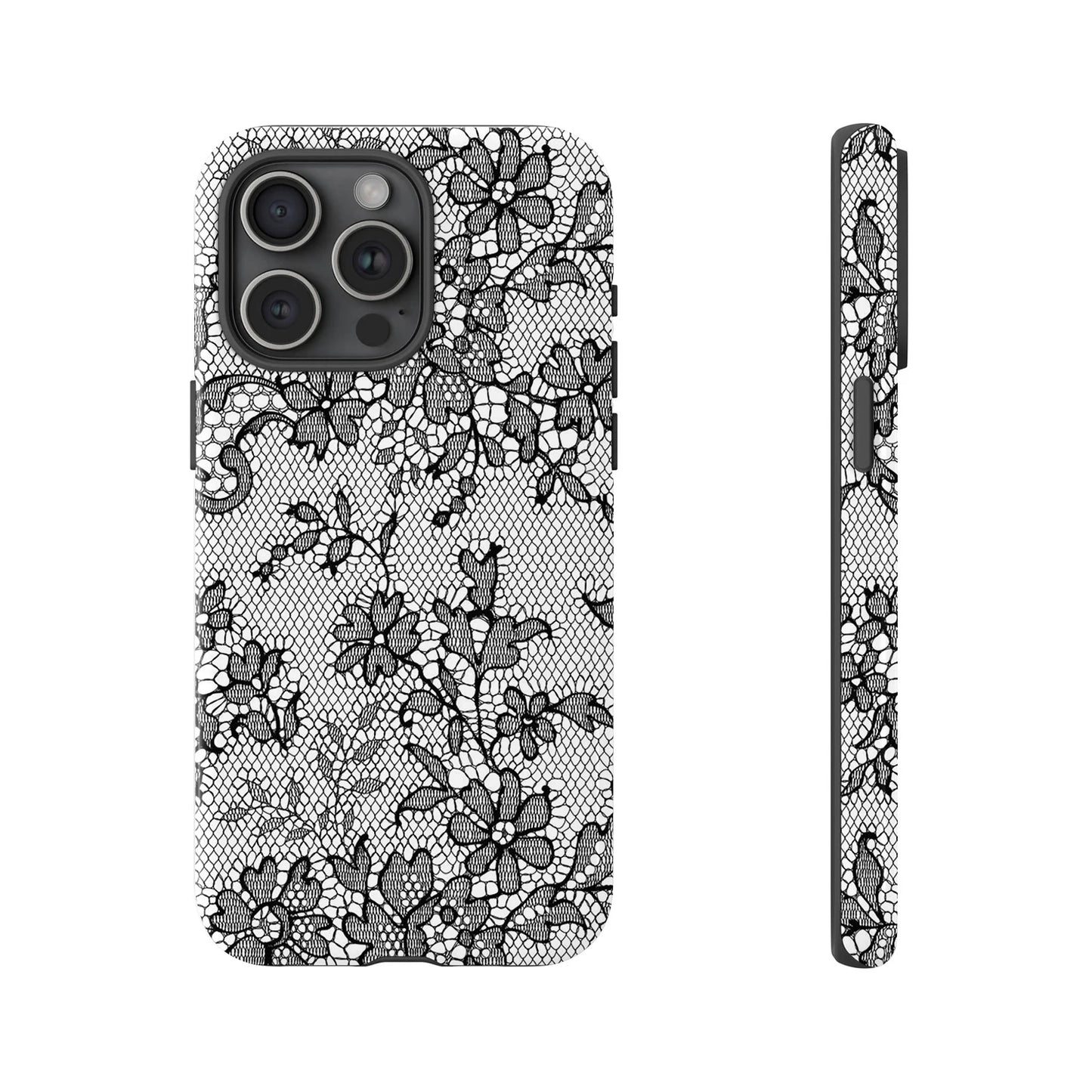 Pink Floral Lace Tough Case for iPhone 17 16 15 14 13 12 11 Pro Max Plus