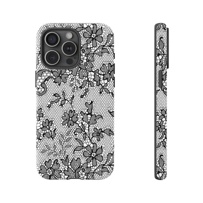 Pink Floral Lace Tough Case for iPhone 17 16 15 14 13 12 11 Pro Max Plus
