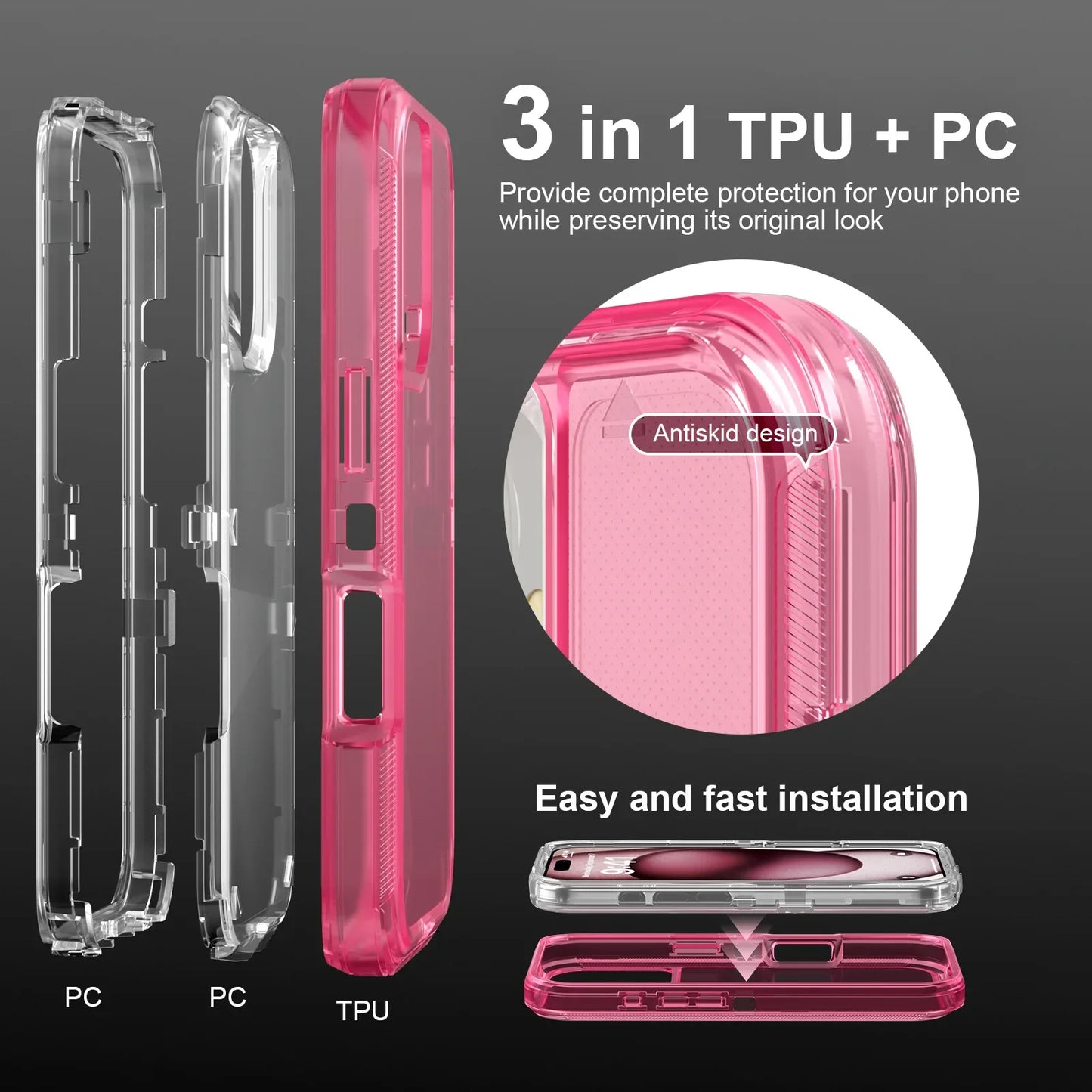 Clear Shockproof Case for iPhone 13/12/11 Pro Max Plus – Heavy Duty