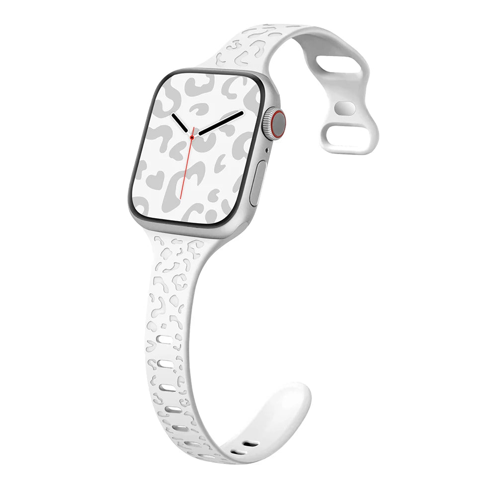 Engraved Slim Silicone Band for Apple Watch Series 9/8/7/6/SE/Ultra