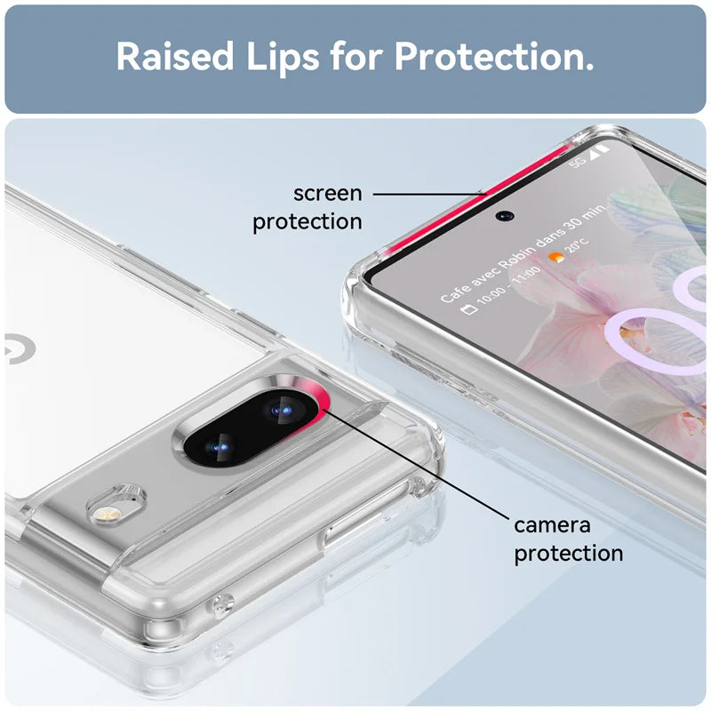 Shockproof Clear Bumper Case for Google Pixel 7/8/7A/8 Pro – Transparent Cover