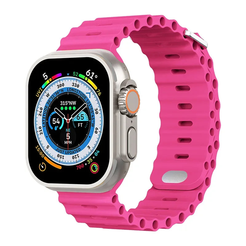 Ocean Silicone Strap for Apple Watch Ultra 3/2 & Series 11–4 SE Band