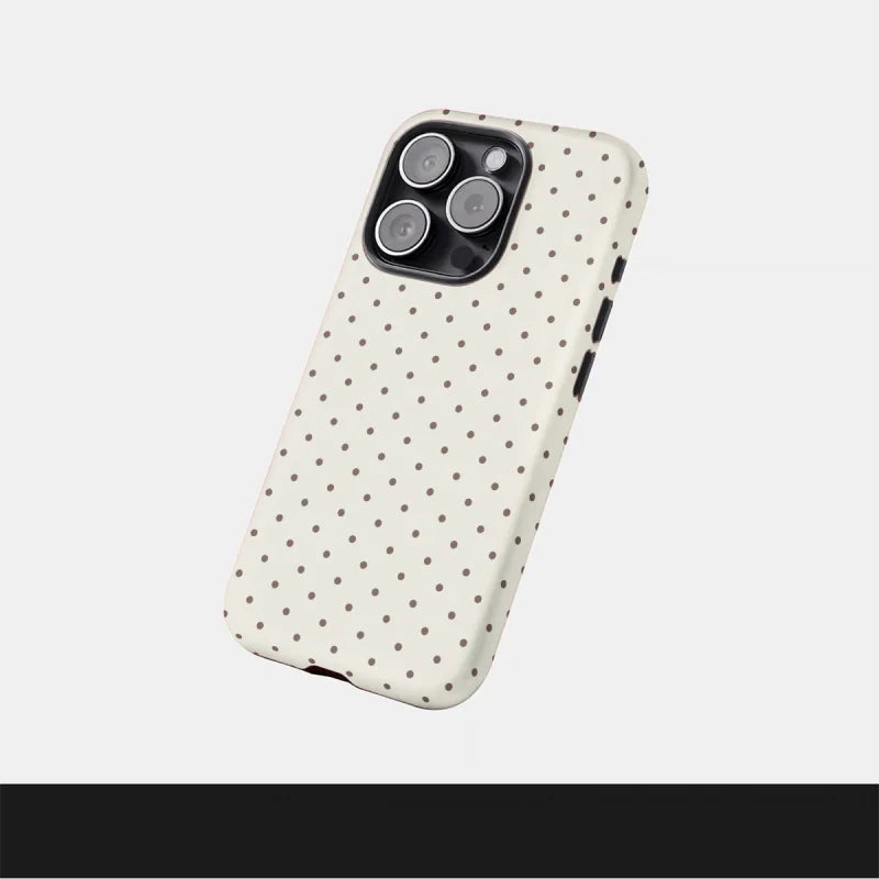 Classic White Polka Dots 2-in-1 Tough Glossy Phone Case for iPhone 17–7 Plus XR