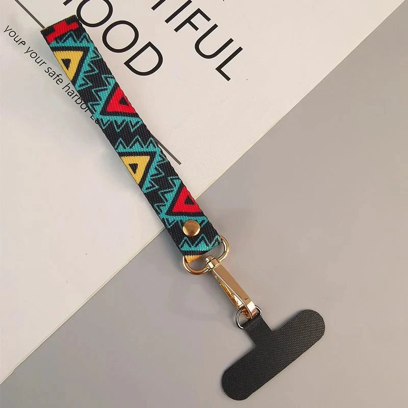 Universal Retro Pattern Phone Lanyard Adjustable Crossbody Anti-Lost Strap