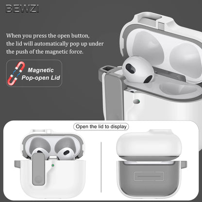 Protective Case for AirPods 4 with Pushbutton Switch and Magnetic Pop-Open Lid