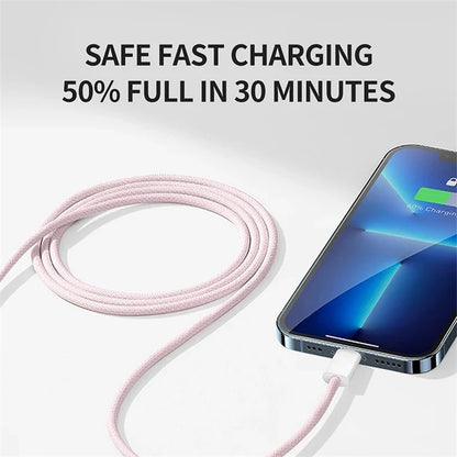 35W PD Fast Charging USB-C Cable – Nylon Braided Data Cord for iPhone & iPad
