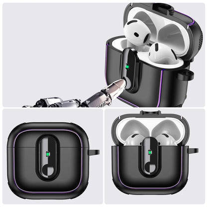Armor Locking Earphone Case for AirPods 2/3/Pro/4 with Purple Stripes