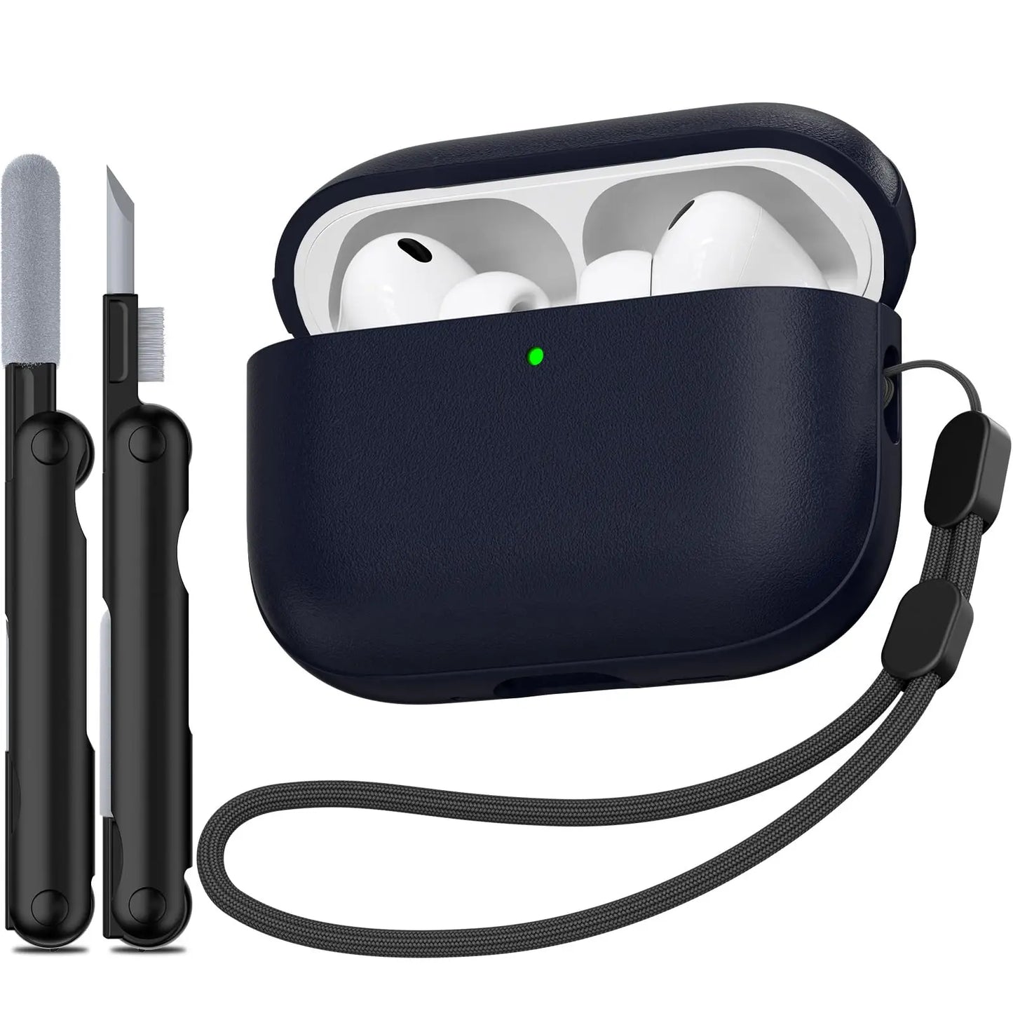 Leather Texture AirPods Pro 3 (2025) Case – Full Protection with Lanyard & Kit