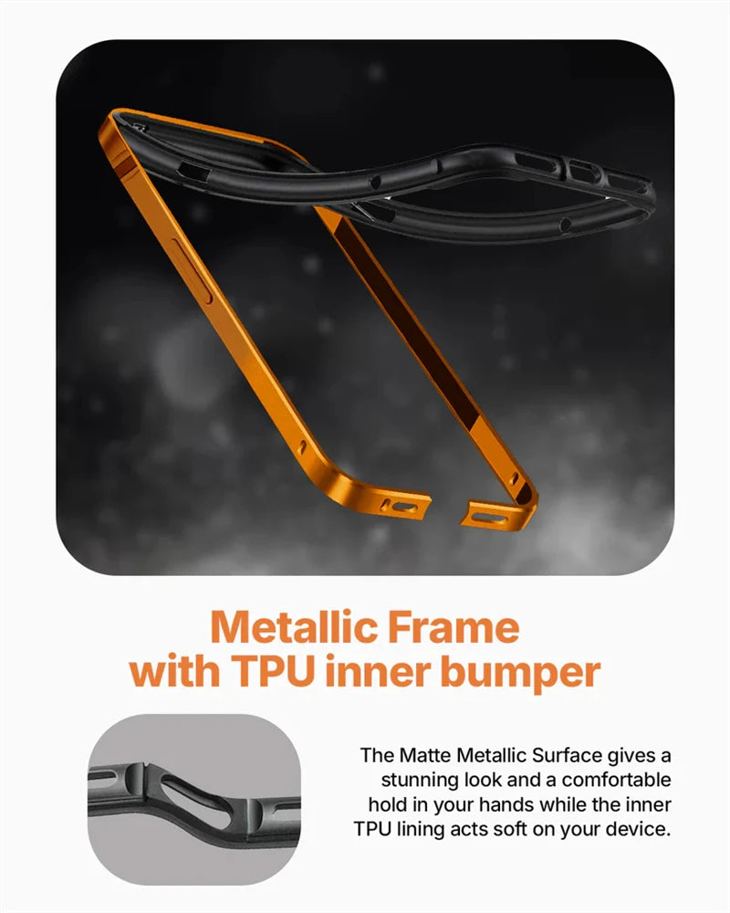 Alloy Metal Bumper Case for iPhone 17–12 Series – Hard Frame & Soft Inner Cover