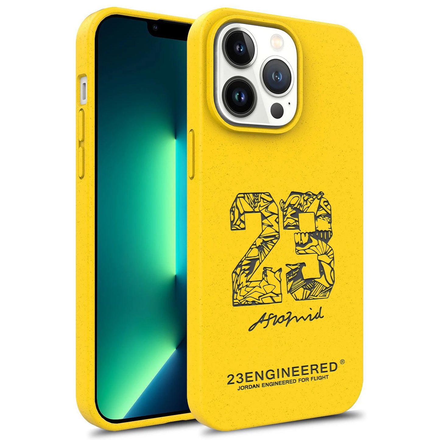 Wheat Degrade Silicone Case for iPhone 14–15 Pro Mini – Sports Number 23 Design